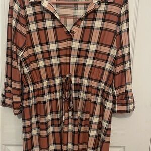 Derek Heart Maternity Plaid Shirt Dress